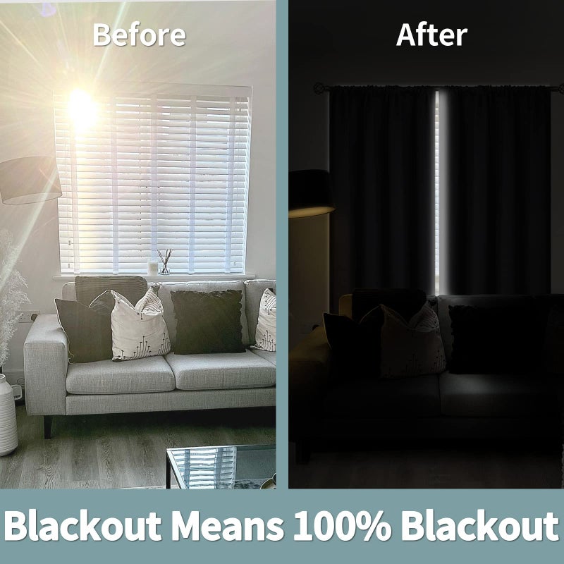 BGment Dark Grey 100% Blackout Curtains for Bedroom - Thermal Insulated Soundproof Light Blocking Dark Black Out Curtains 63 Inch Long, 2 Panels, Each 52 Inch Wide - Image 3